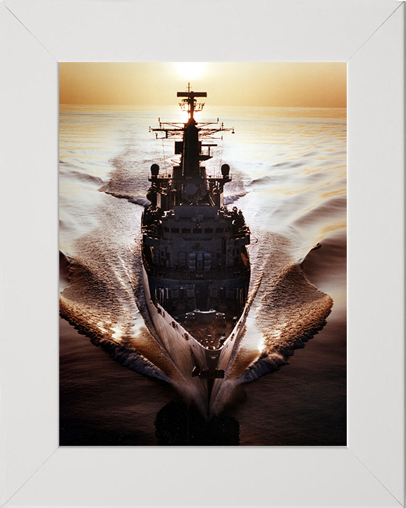 HMS Boxer (F92) Photo Print - At Sunset 1997 - Royal Navy Type 22 Frigate Posters, Prints, & Visual Artwork Hampshire Prints 10 x 8 White Frame No