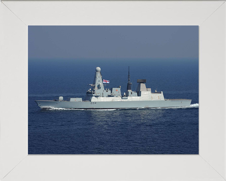 HMS Diamond (D34) Photo Print - At Sea 2012 - Royal Navy Type 45 Destroyer Hampshire Prints 10 x 8 White Frame No