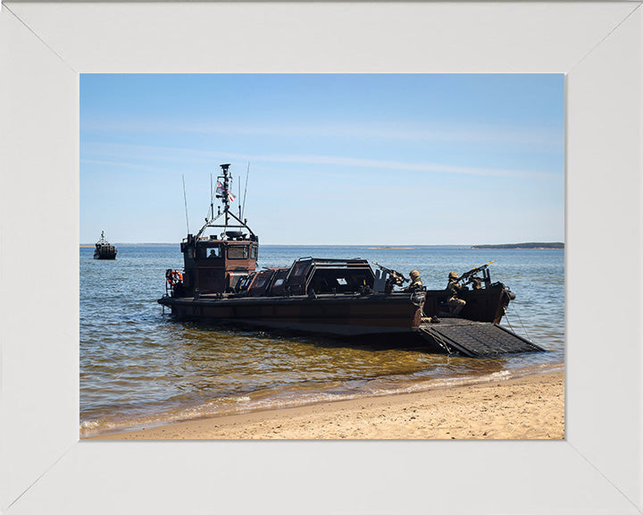 Royal Marine Commandos with Landing Craft Photo Print - 45 Commando Hampshire Prints 10 x 8 White Frame No