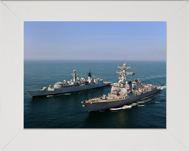 HMS Cumberland (F85) Photo Print - Alongside USS Winston S. Churchill - - Royal Navy Type 22 Frigate Hampshire Prints 10 x 8 White Frame No