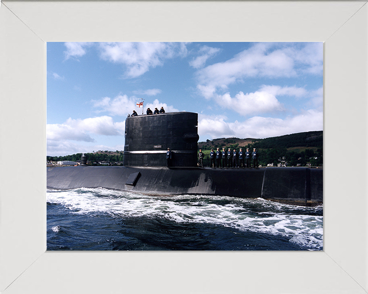HMS Tireless (S88) Photo Print - On the Clyde 1994 - Royal Navy Trafalgar Class Submarine Hampshire Prints 10 x 8 White Frame No