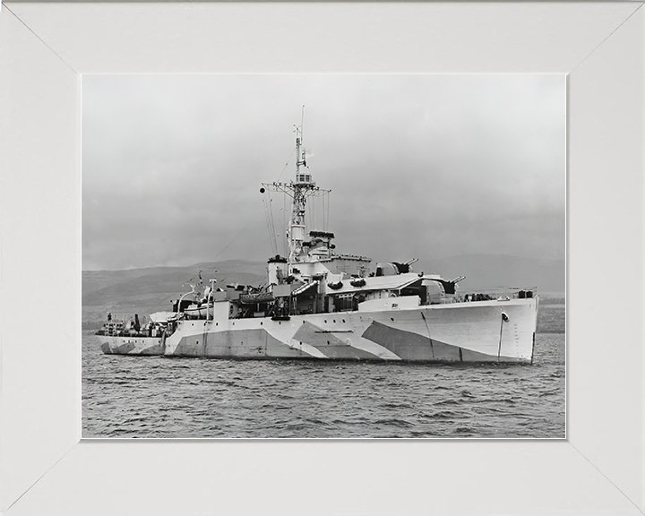 HMS Amethyst (F116) Royal Navy Black Swan Class Sloop Warship Starboard View Photo Print Wall Art Decor Posters, Prints, & Visual Artwork Hampshire Prints 10 x 8 White Frame No