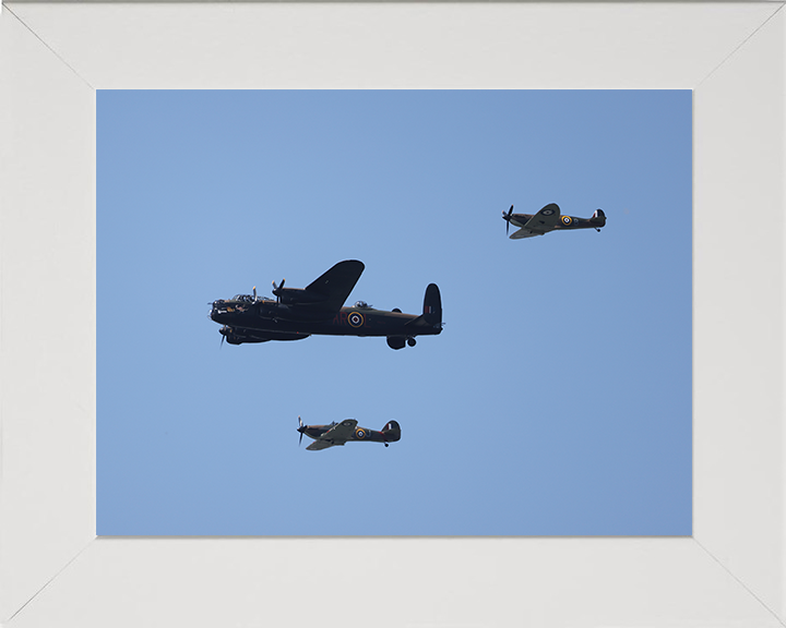 RAF Battle of Britain Memorial Flight Photo Print - Royal Air Force Aircraft Hampshire Prints 10 x 8 White Frame No