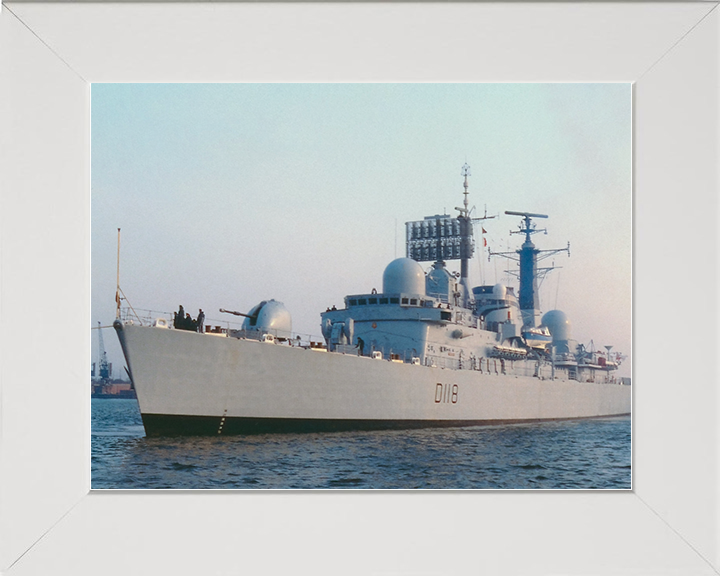 HMS Coventry (D118) Royal Navy Type 42 Destroyer Port Side View Photo Print Wall Art Decor Posters, Prints, & Visual Artwork Hampshire Prints 10 x 8 White Frame No
