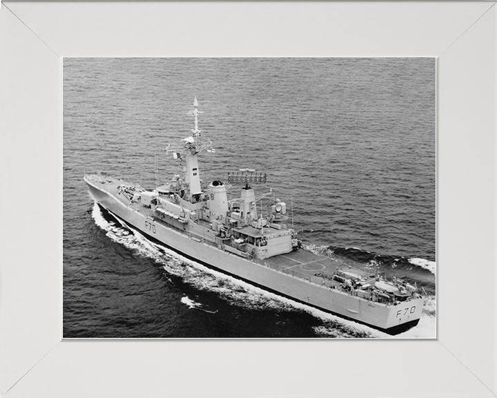 HMS Apollo (F70) Royal Navy Leander Class Frigate High Port Quarter View Photo Print Wall Art Decor Posters, Prints, & Visual Artwork Hampshire Prints 10 x 8 White Frame No