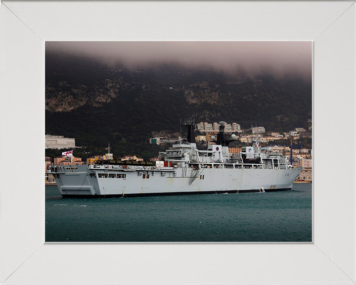 HMS Albion (L14) Royal Navy Albion Class Amphibious Ship Entering Harbour Photo Print Wall Art Naval Decor Posters, Prints, & Visual Artwork Hampshire Prints 10 x 8 White Frame No