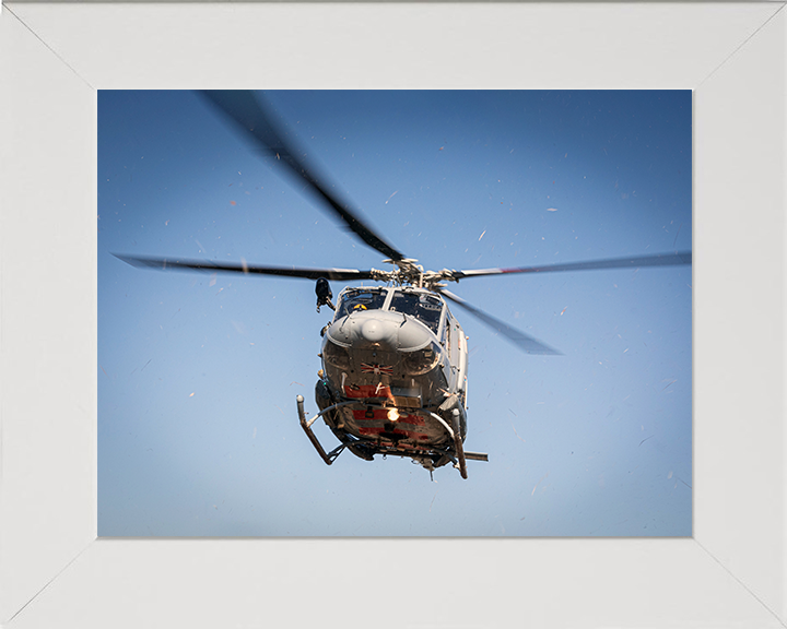 RAF Griffin HA2 Helicopter in flight Photo Print - Royal Air Force Aircraft Hampshire Prints 10 x 8 White Frame No