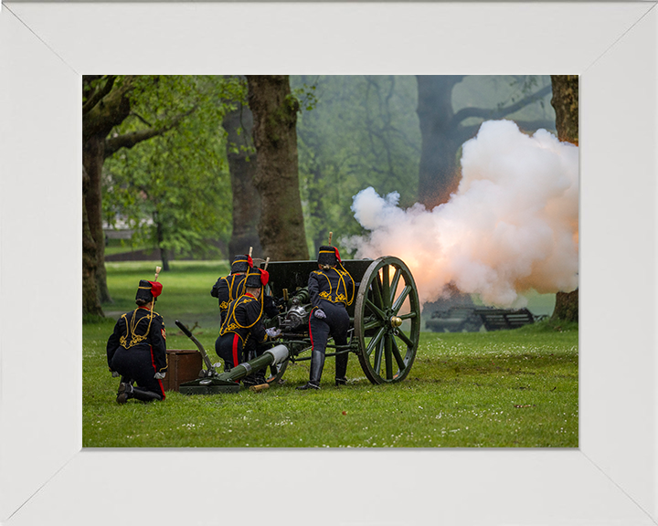 King’s Troop Royal Horse Artillery Gun Salute Photo Print - British Army Hampshire Prints 10 x 8 White Frame No