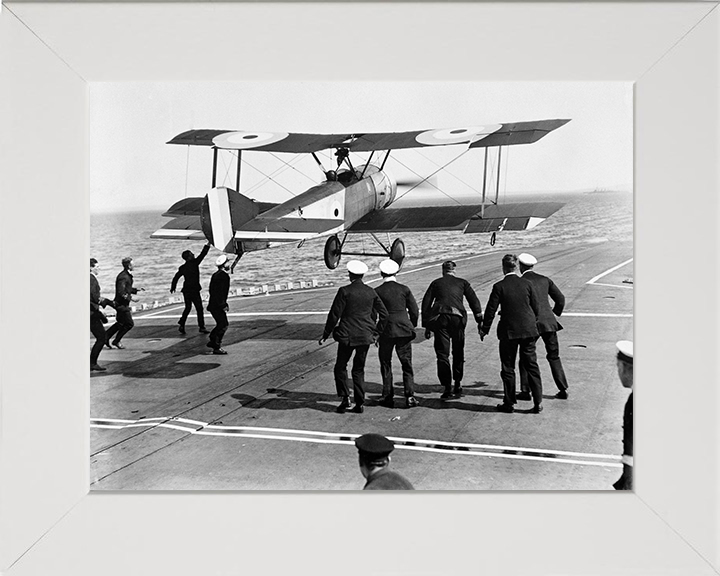 RAF Sopwith Pup Flight deck Landing Photo Print - Royal Air Force Aircraft Hampshire Prints 10 x 8 White Frame No