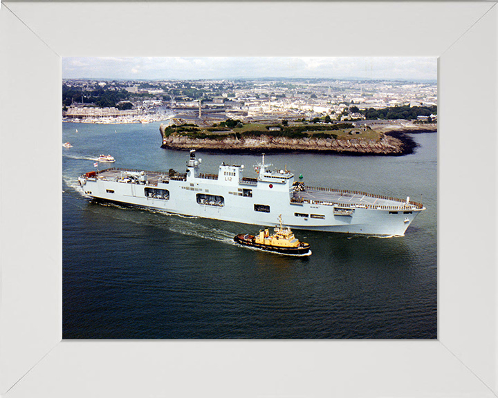 HMS Ocean (L12) Photo Print - Departs Plymouth 2001 - Royal Navy Landing Platform Helicopter