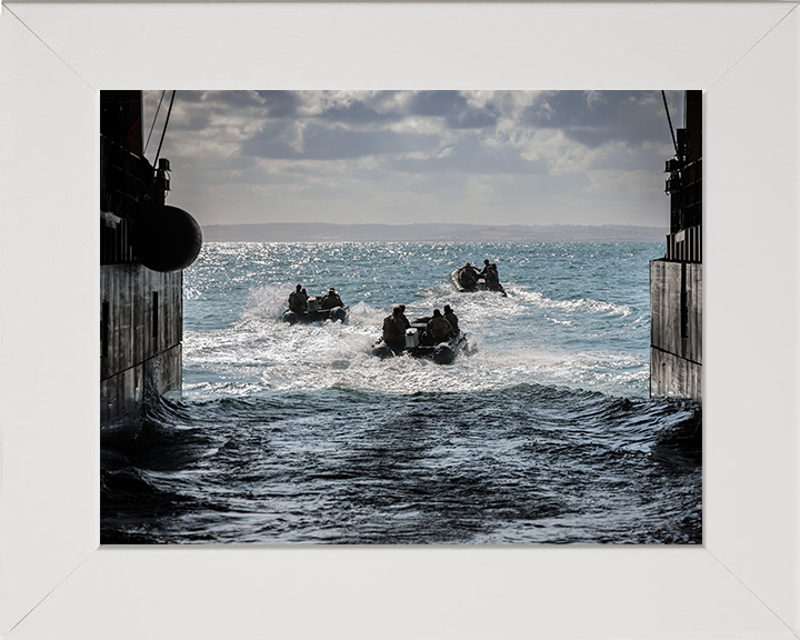 Royal Marines Deploy From RFA Lyme Bay Photo Print - Commando Hampshire Prints 10 x 8 White Frame No