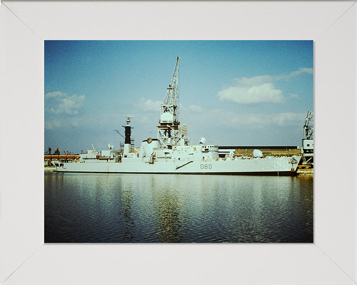 HMS Sheffield (D80) Photo Print - Portsmouth 1980 - Royal Navy Type 42 Destroyer Posters, Prints, & Visual Artwork Hampshire Prints 10 x 8 White Frame No