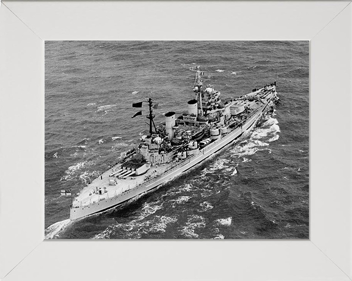 HMS Anson (79) Photo Print - at Sea 1949 - Royal Navy King George V Class Battleship Posters, Prints, & Visual Artwork Hampshire Prints 10 x 8 White Frame No