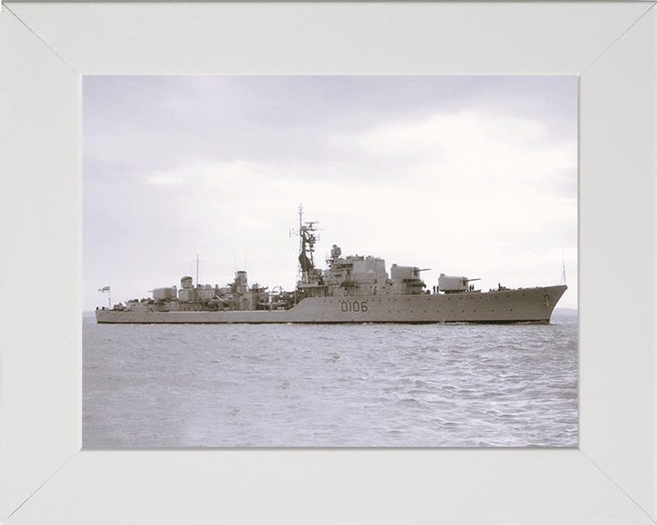 HMS Decoy (D106) Photo Print - At Sea 1962 - Royal Navy Daring Class Destroyer Posters, Prints, & Visual Artwork Hampshire Prints 10 x 8 White Frame No