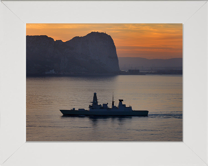 HMS Dauntless (D33) Photo Print - Gibraltar 2015 - Royal Navy Type 45 Destroyer Posters, Prints, & Visual Artwork Hampshire Prints 10 x 8 White Frame No