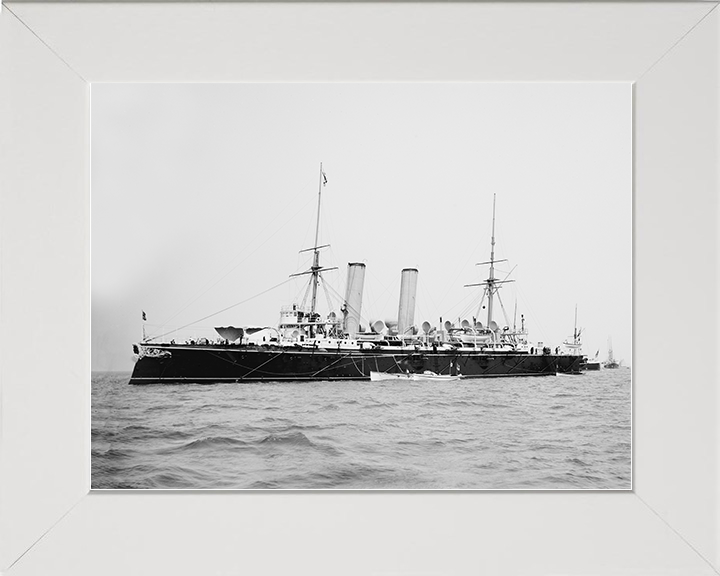 HMS Blake (1889) Royal Navy Blake Class Cruiser Port Side View Photo Print Wall Art Decor Posters, Prints, & Visual Artwork Hampshire Prints 10 x 8 White Frame No