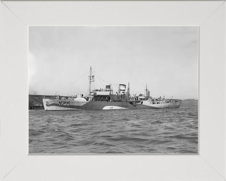 HMS Azalea (K25) Royal Navy Flower Class Corvette Port Side View Photo Print Wall Art Decor Posters, Prints, & Visual Artwork Hampshire Prints 10 x 8 White Frame No