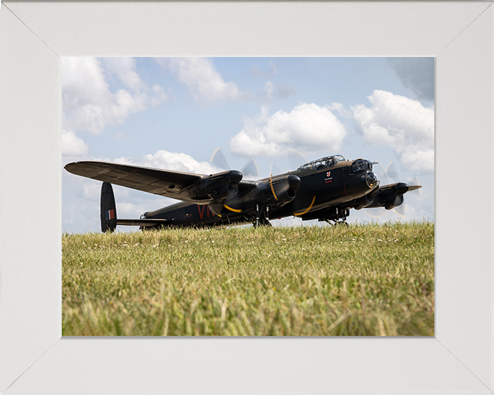 RAF Lancaster Bomber Before Takeoff Photo Print - Royal Air Force Aircraft Hampshire Prints 10 x 8 White Frame No
