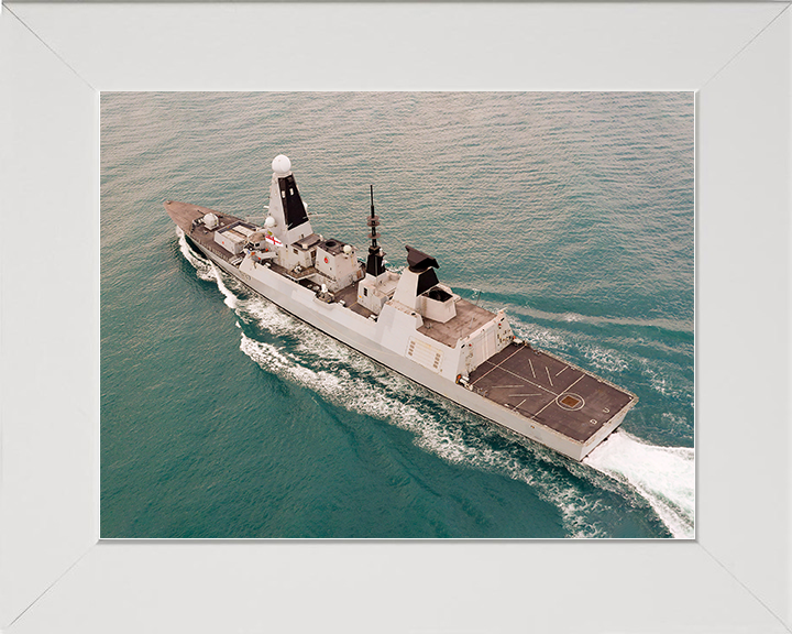 HMS Duncan (D37) Royal Navy Type 45 Destroyer High Port Quarter View Photo Print Wall Art Decor Posters, Prints, & Visual Artwork Hampshire Prints 10 x 8 White Frame No