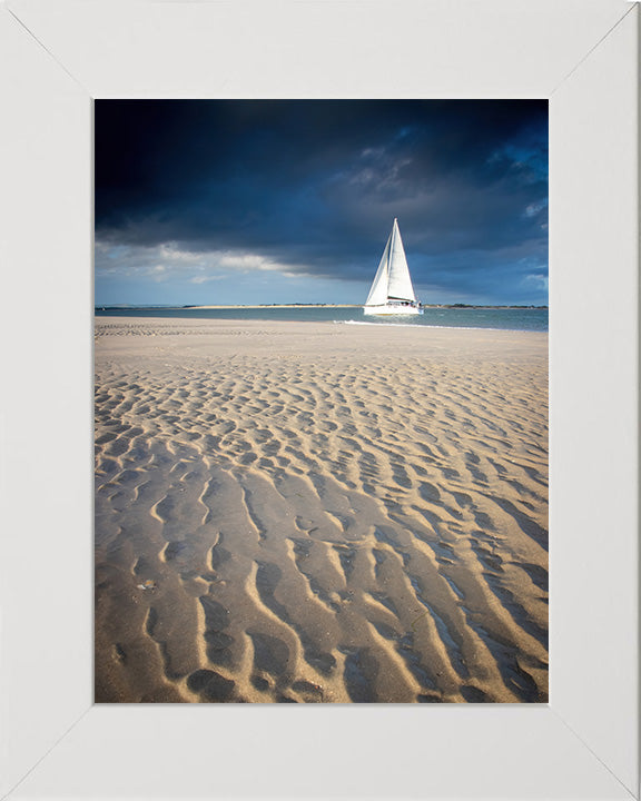 A Yacht passing Hayling Island beach Hampshire Photo Print - Canvas - Framed Photo Print - Hampshire Prints
