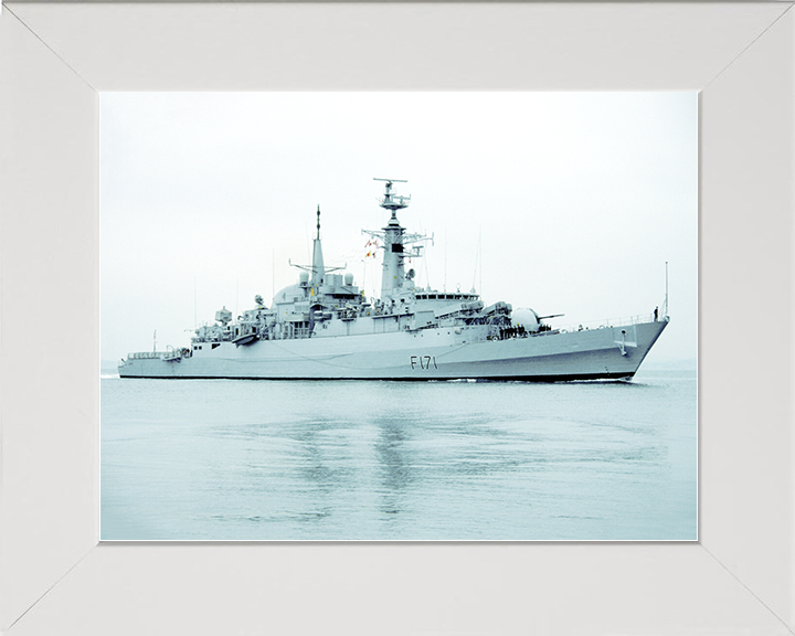 HMS Active (F171) Royal Navy Type 21 Frigate Photo Print Warship Wall Art Decor Posters, Prints, & Visual Artwork Hampshire Prints 10 x 8 White Frame No