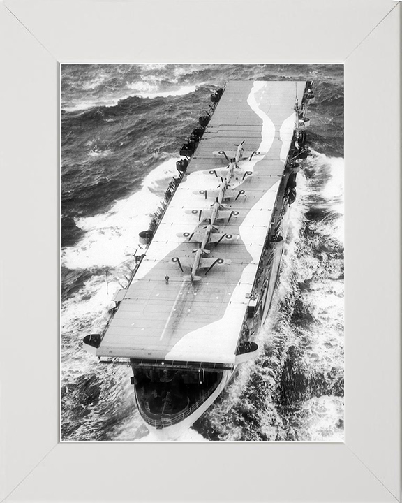 HMS Avenger (D14) Royal Navy Aircraft Carrier At Sea 1942 Photo Print Wall Art Decor Posters, Prints, & Visual Artwork Hampshire Prints 10 x 8 White Frame No