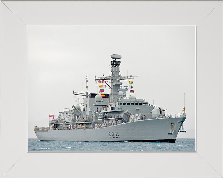 HMS Argyll (F231) Royal Navy Type 23 Frigate Tortola 2014 Wall Art Photo Print Naval Decor Posters, Prints, & Visual Artwork Hampshire Prints 10 x 8 White Frame No
