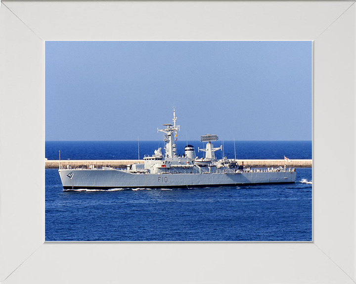 HMS Aurora (F10) Royal Navy Leander Class Frigate Port Side View In Colour Photo Print Wall Art Decor Posters, Prints, & Visual Artwork Hampshire Prints 10 x 8 White Frame No