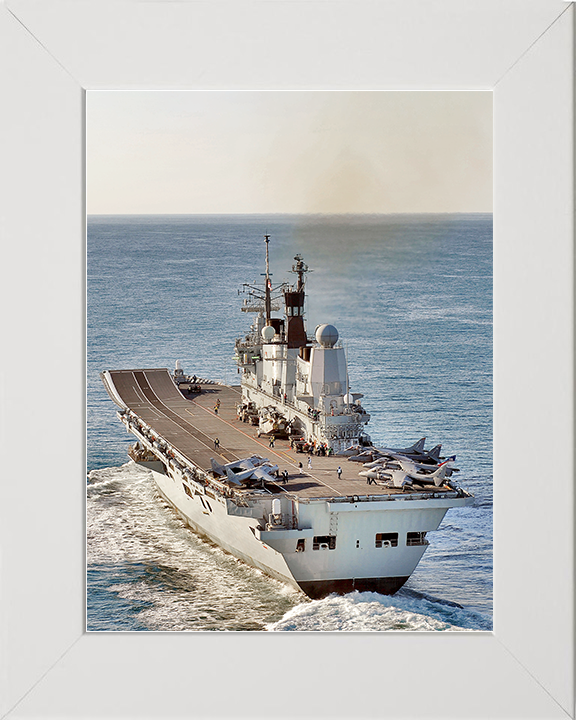 HMS Ark Royal (R07) Royal Navy Invincible Class Aircraft Carrier Stern View 2010 Photo Print Wall Art Decor Posters, Prints, & Visual Artwork Hampshire Prints 10 x 8 White Frame No