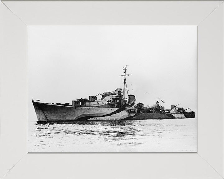 HMS Queenborough (G70) Photo Print - Port Side - Royal Navy Q Class Destroyer Hampshire Prints 10 x 8 White Frame No