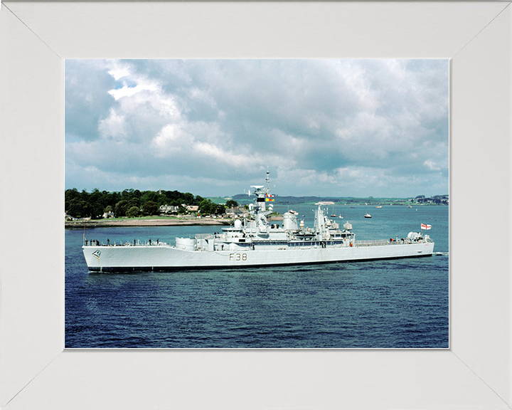 HMS Arethusa (F38) Royal Navy Leander Class Port Side View In Colour Frigate Photo Print Wall Art Decor Posters, Prints, & Visual Artwork Hampshire Prints 10 x 8 White Frame No