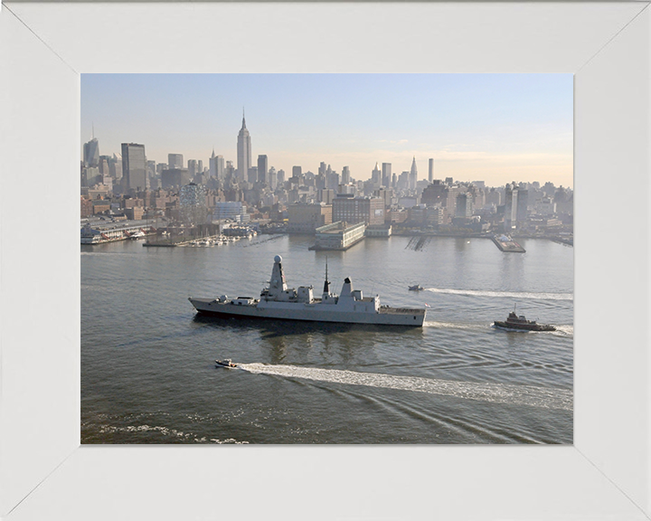 HMS Daring (D32) Royal Navy Type 45 Destroyer New York 2010 Photo Print Wall Art Decor Posters, Prints, & Visual Artwork Hampshire Prints 10 x 8 White Frame No