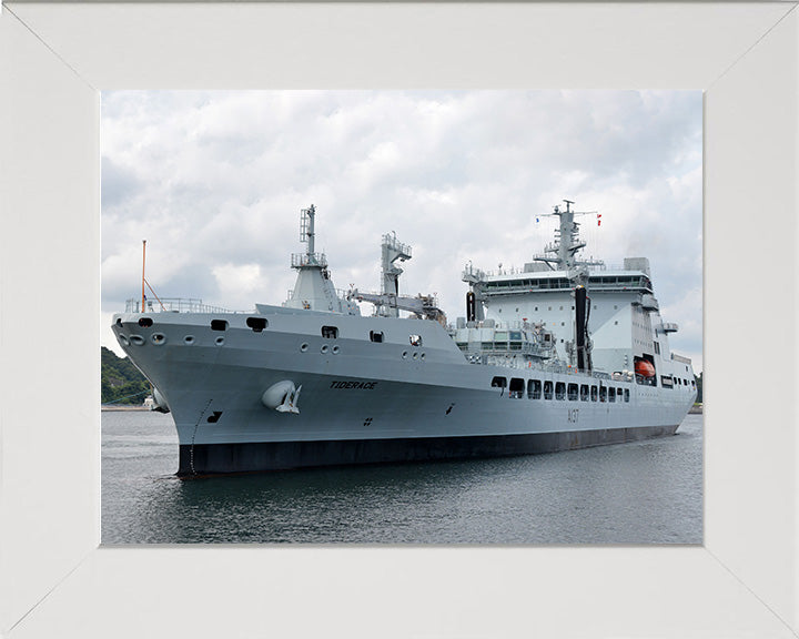 RFA Tiderace (A137) Photo Print - Low Port Side View - Royal Fleet Auxiliary Tide Class Tanker Hampshire Prints 10 x 8 White Frame No