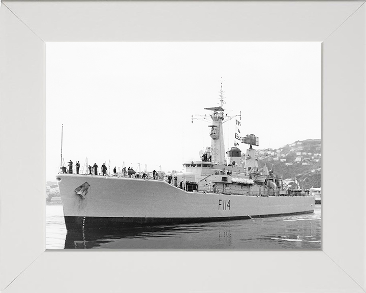 HMS Ajax (F114) Royal Navy Leander Class Frigate Photo Print Warship Wall Art Posters, Prints, & Visual Artwork Hampshire Prints 10 x 8 White Frame No
