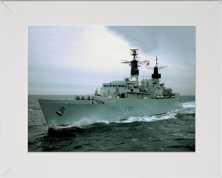HMS Brilliant (F90) Photo Print - At Sea Port Bow View - Royal Navy Type 22 Frigate Hampshire Prints 10 x 8 White Frame No