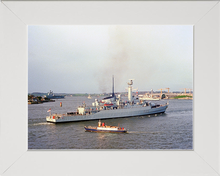 HMS Arrow (F173) Royal Navy Type 21 Frigate Entering Harbour Photo Print Wall Art Decor Posters, Prints, & Visual Artwork Hampshire Prints 10 x 8 White Frame No