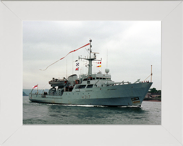 HMS Bulldog (H317) Photo Print - Paying Off 2001 - Royal Navy Bulldog Class Survey Vessel Posters, Prints, & Visual Artwork Hampshire Prints 10 x 8 White Frame No