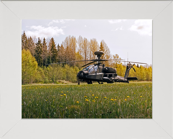 Army air Corps Apache Helicopter on the Ground Photo Print - British Army Hampshire Prints 10 x 8 White Frame No