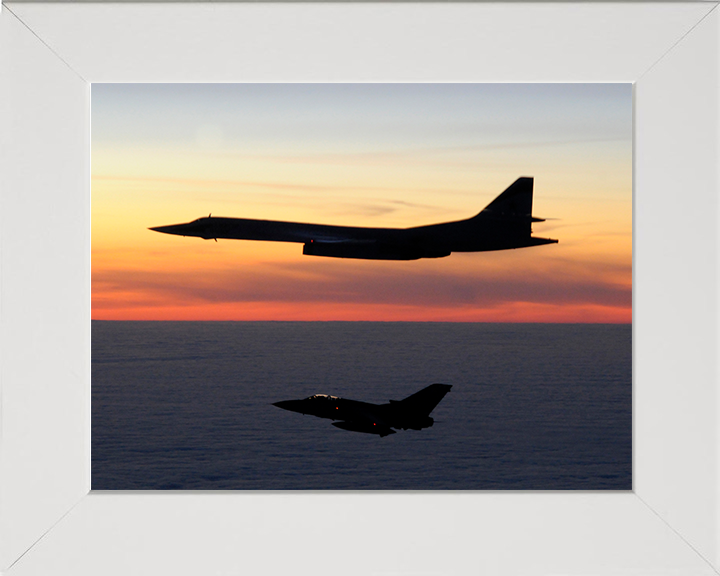 RAF Tornado F3 escorts a Russian TU-160 Blackjack aircraft Photo Print - Royal Air Force Aircraft Posters, Prints, & Visual Artwork Hampshire Prints 10 x 8 White Frame No