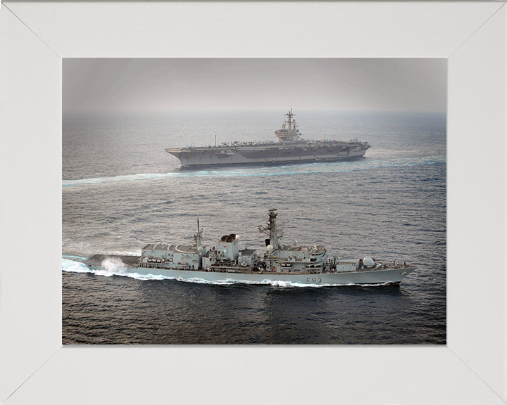 HMS St Albans (F83) Photo Print - With USS George W Bush - Royal Navy Type 23 Frigate Hampshire Prints 10 x 8 White Frame No