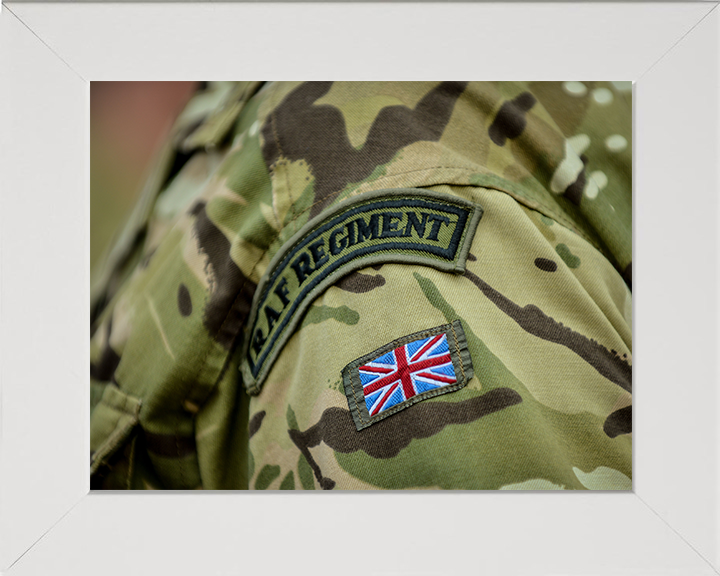 RAF Regiment Shoulder Patches Photo Print - Royal Air Force Hampshire Prints 10 x 8 White Frame No
