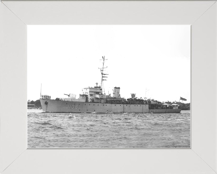 HMS Acute (J106) Royal Navy Algerine Class Minesweeper Photo Print Warship Wall Art Posters, Prints, & Visual Artwork Hampshire Prints 10 x 8 White Frame No