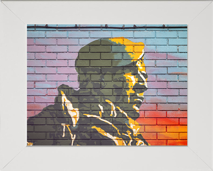 Royal Marines Commando Falklands Yomper Mural Closeup Photo Print - Lympstone Hampshire Prints 10 x 8 White Frame No
