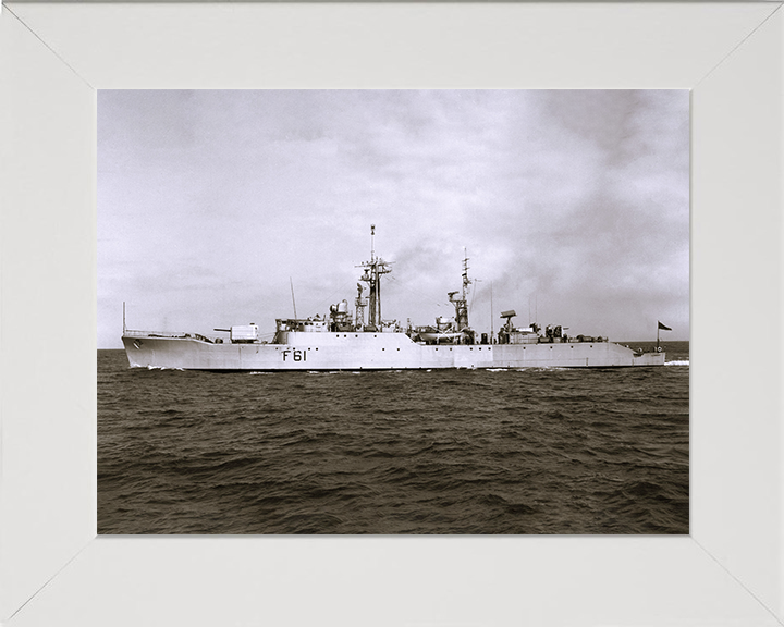 HMS Llandaff (F61) - At Sea 1959 - Royal Navy Salisbury Class Frigate Photo Print Wall Art Naval Decor UK Posters, Prints, & Visual Artwork Hampshire Prints 10 x 8 White Frame No