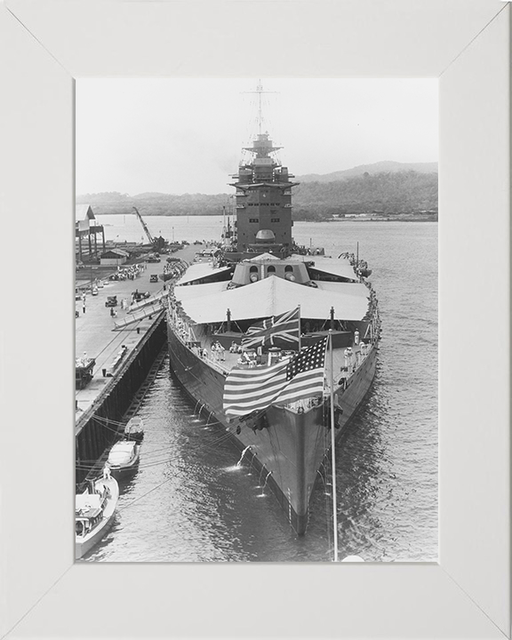 HMS Nelson (28) Photo Print - Balboa 1930 - Royal Navy Nelson Class Battleship Hampshire Prints 10 x 8 White Frame No