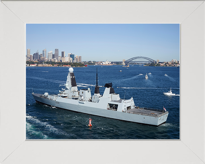 HMS Daring (D32) Royal Navy Type 45 Destroyer Sydney Harbour 2013 Photo Print Wall Art Decor Posters, Prints, & Visual Artwork Hampshire Prints 10 x 8 White Frame No