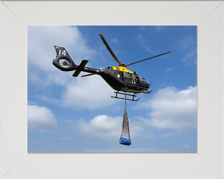 RAF Juno HT1 Helicopter Underslung Load Training Photo Print - Royal Air Force Aircraft Hampshire Prints 10 x 8 White Frame No