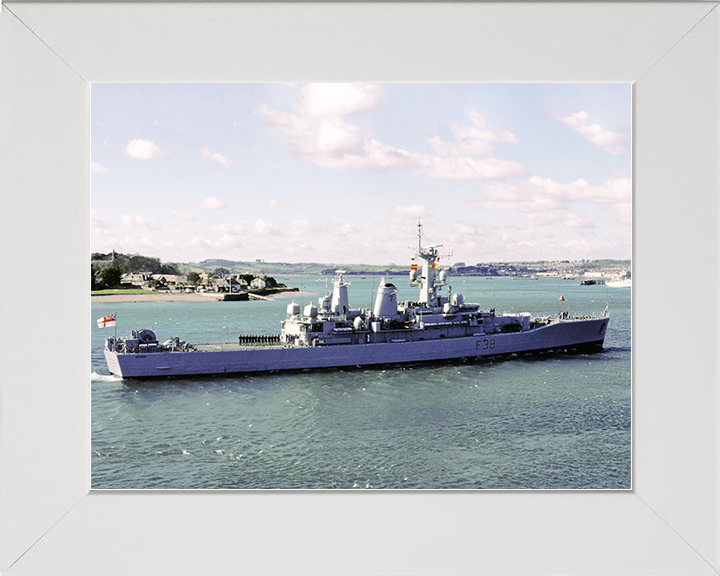 HMS Arethusa (F38) Royal Navy Leander Class Frigate Entering Harbour Photo Print Wall Art Decor Posters, Prints, & Visual Artwork Hampshire Prints 10 x 8 White Frame No