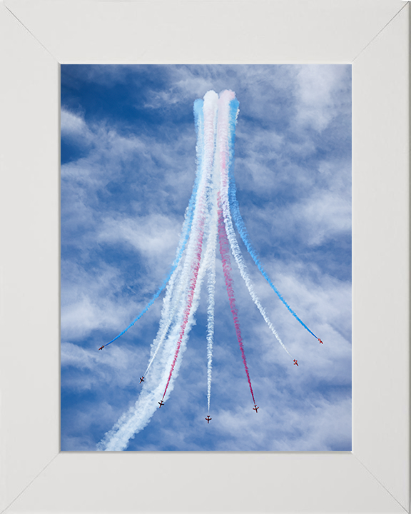 RAF Red Arrows displaying Photo Print - Royal Air Force Aircraft Hampshire Prints 10 x 8 White Frame No