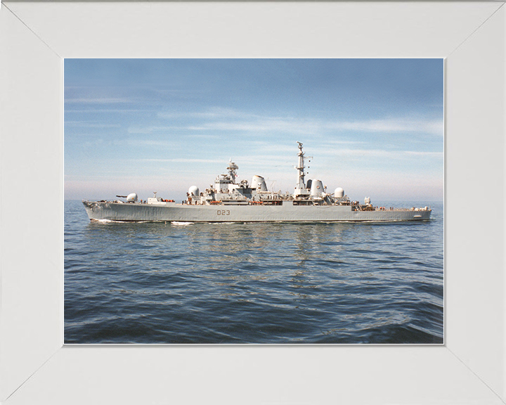 HMS Bristol (D23) Royal Navy Type 82 Destroyer Port Beam View Photo Print Wall Art Decor Posters, Prints, & Visual Artwork Hampshire Prints 10 x 8 White Frame No